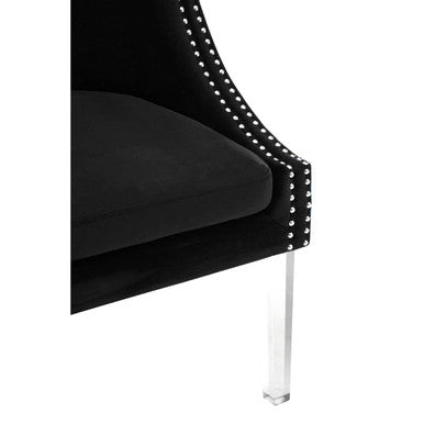 Clarence Black Velvet Chair With Acrylic Legs
