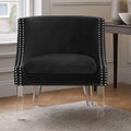 Clarence Black Velvet Chair With Acrylic Legs