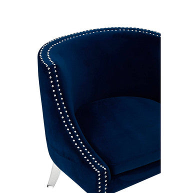 Clarence Navy Blue Velvet Chair With Acrylic Legs
