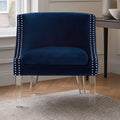 Clarence Navy Blue Velvet Chair With Acrylic Legs