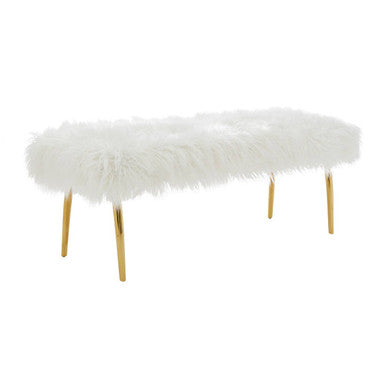 Clarence Fur Bench With Gold Legs