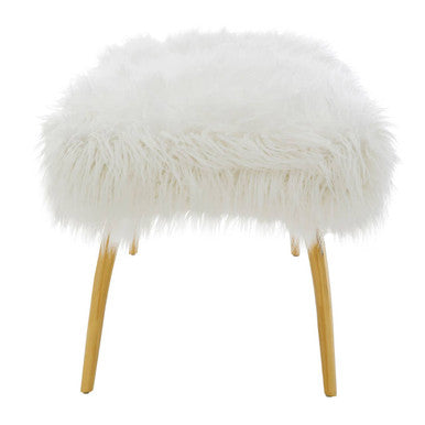 Clarence Fur Bench With Gold Legs