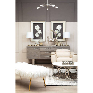 Clarence Fur Bench With Gold Legs