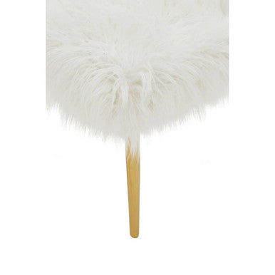 Clarence Fur Bench With Gold Legs