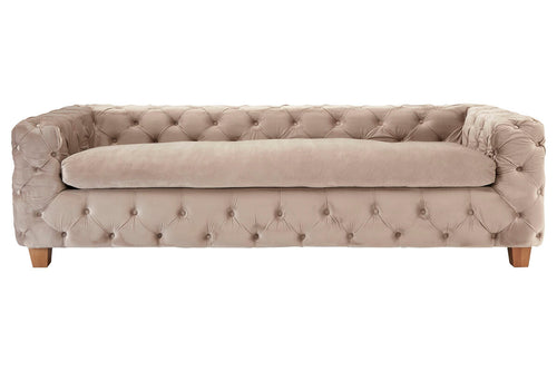 3 Seat Beige Velvet Sofa, Ophelia