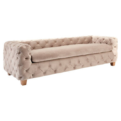 3 Seat Beige Velvet Sofa, Ophelia