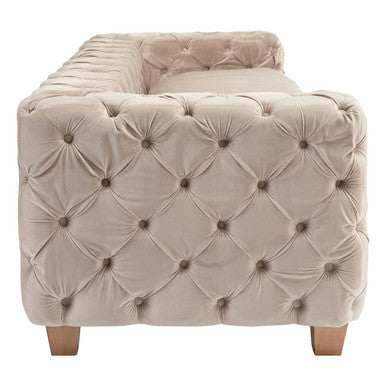3 Seat Beige Velvet Sofa, Ophelia