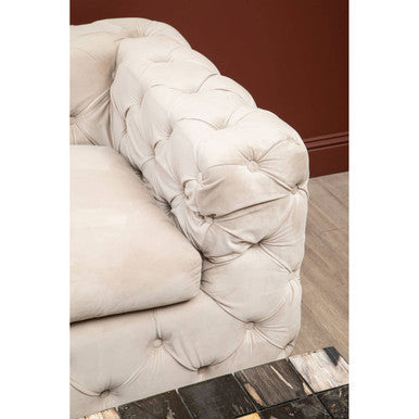 3 Seat Beige Velvet Sofa, Ophelia
