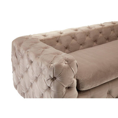 3 Seat Beige Velvet Sofa, Ophelia