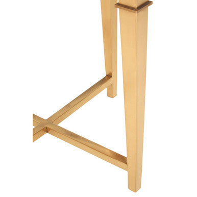 Round White Marble Top Side Table With Warm Gold Stainless Steel Frame, Alvaro