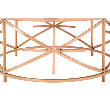 Rose Gold Stainless Steel Frame Coffee Table With Black Marble Top, Alvaro