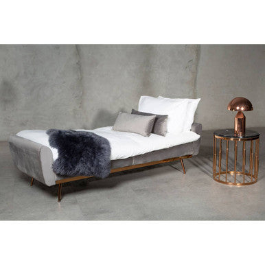 Round Rose Gold Copper Frame Side Table With Black Marble Top, Alvaro