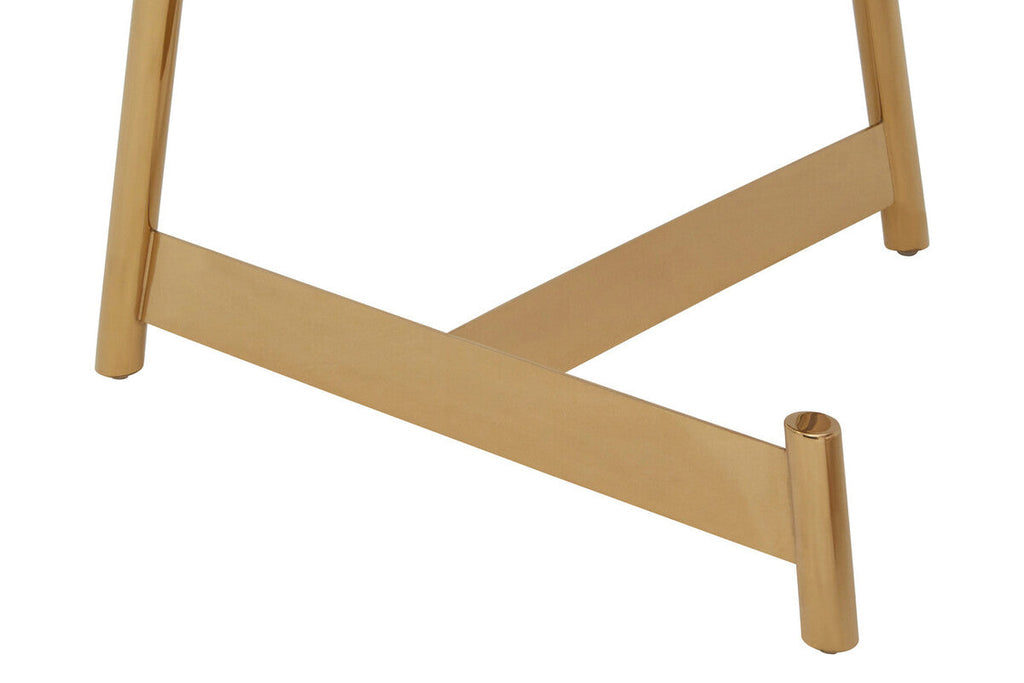 Rose Gold Set Of 2 Round Coffee Tables With Angular Asymmetric Frames, Alvaro