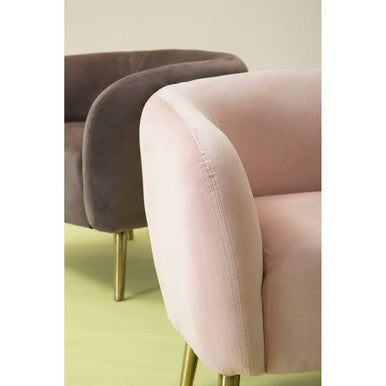 Louxor Grey Velvet Round Armchair