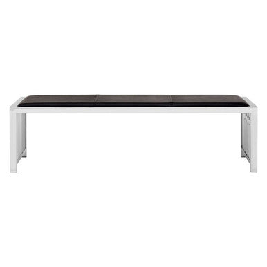 Novara Black Leather Bench With Stainless Steel Frame