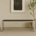 Novara Black Leather Bench With Stainless Steel Frame