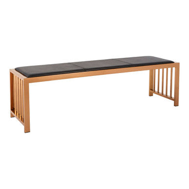 Novara Black Leather & Rose Gold Bench