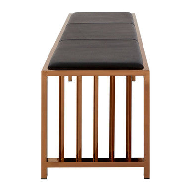 Novara Black Leather & Rose Gold Bench