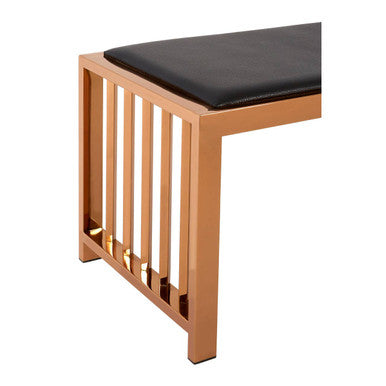 Novara Black Leather & Rose Gold Bench