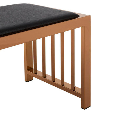 Novara Black Leather & Rose Gold Bench
