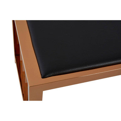Novara Black Leather & Rose Gold Bench