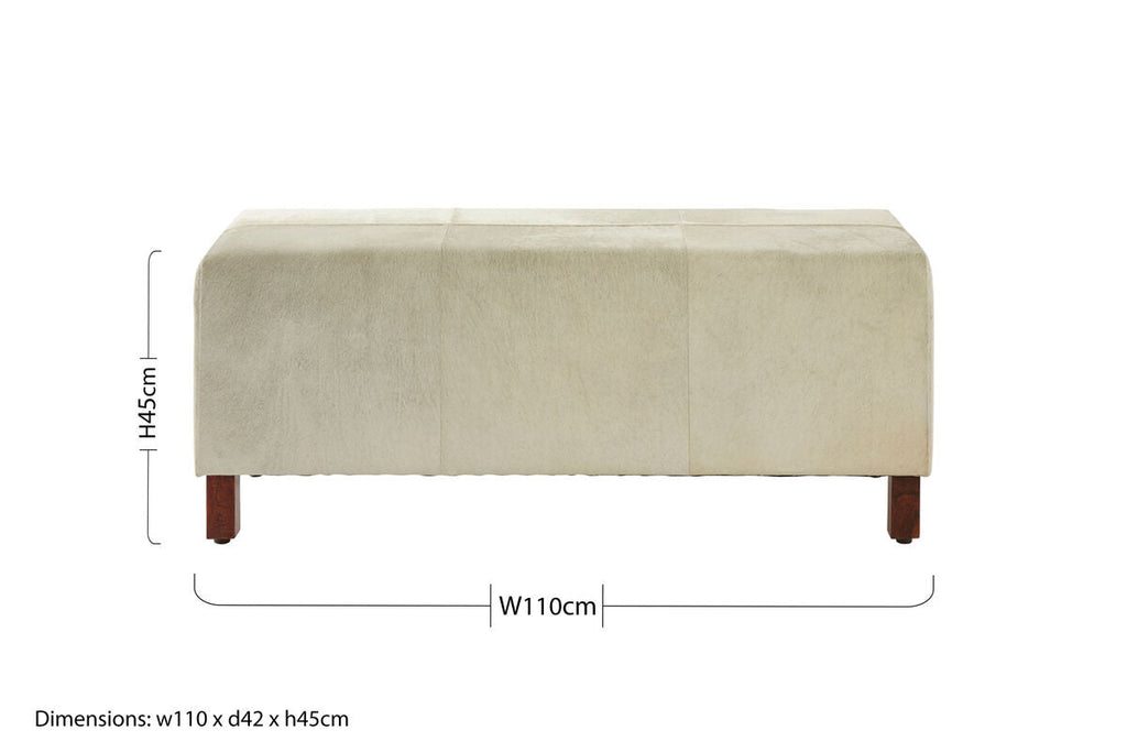 Kensington Townhouse Natural Hair On Leather Bench