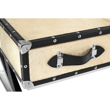 Mango Wood Three-Drawer Coffee Table With Leather Handles Black Trim & Stud Detailing, Kensington Townhouse