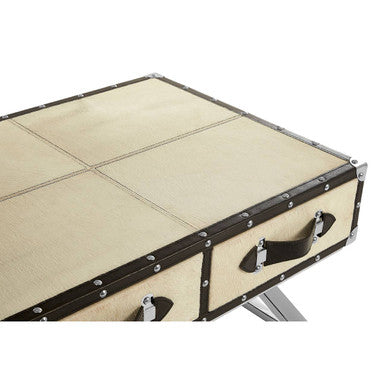 Mango Wood Three-Drawer Coffee Table With Leather Handles Black Trim & Stud Detailing, Kensington Townhouse