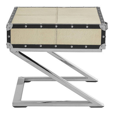 Leather End Table With Metal Stud Detail & Mango Wood Storage, Kensington Townhouse