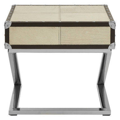 Leather End Table With Metal Stud Detail & Mango Wood Storage, Kensington Townhouse