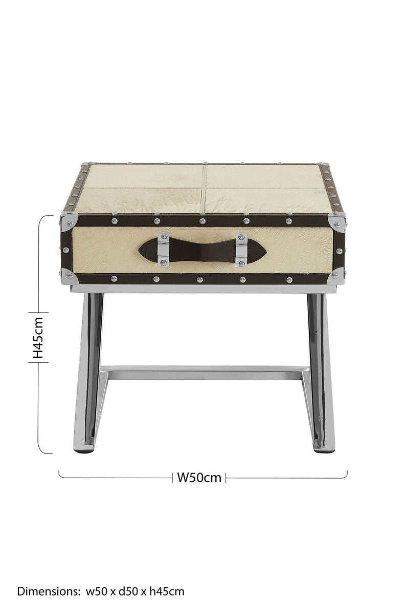 Leather End Table With Metal Stud Detail & Mango Wood Storage, Kensington Townhouse