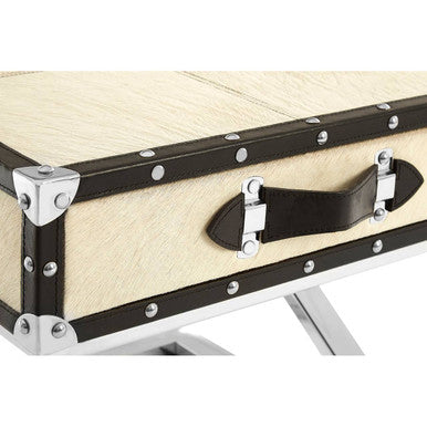 Leather End Table With Metal Stud Detail & Mango Wood Storage, Kensington Townhouse