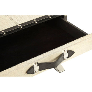 Leather End Table With Metal Stud Detail & Mango Wood Storage, Kensington Townhouse