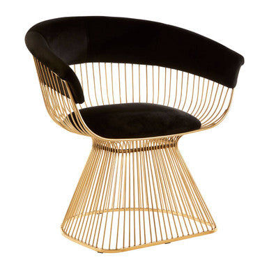 Vogue Black Velvet & Gold Chair