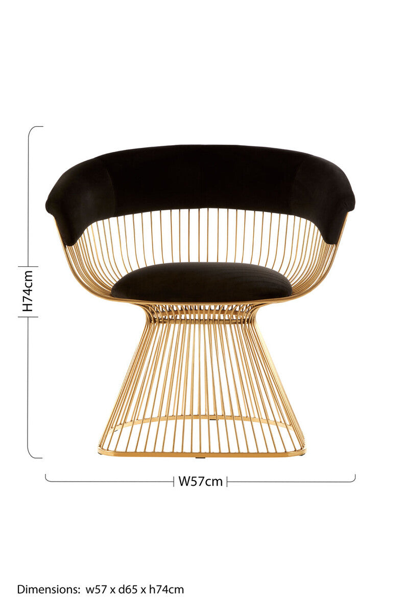 Vogue Black Velvet & Gold Chair