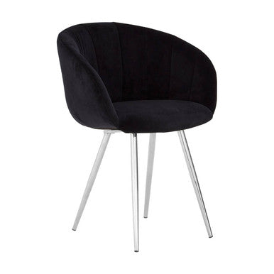 Vogue Black & Silver Velvet Chair