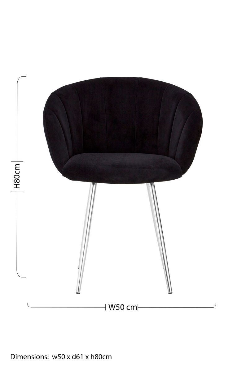 Vogue Black & Silver Velvet Chair
