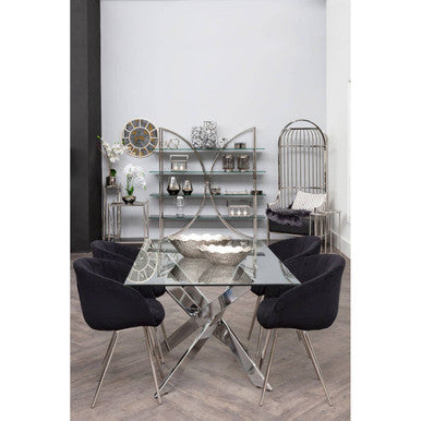 Vogue Black & Silver Velvet Chair
