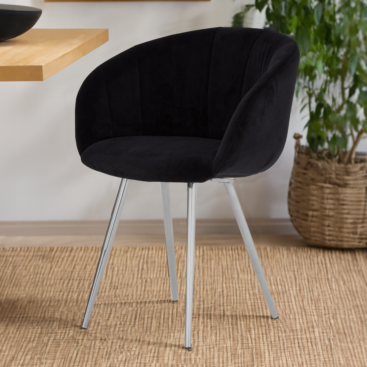 Vogue Black & Silver Velvet Chair