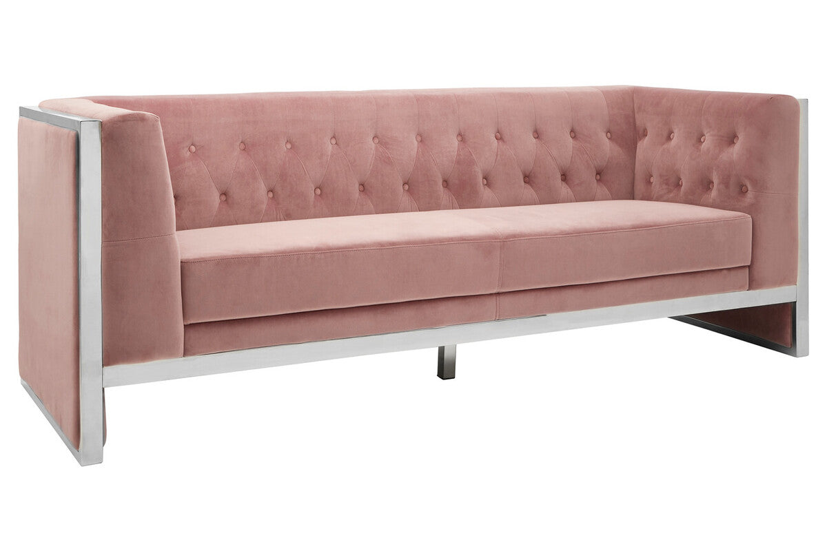 3 Seat Pink Velvet Sofa, Vogue