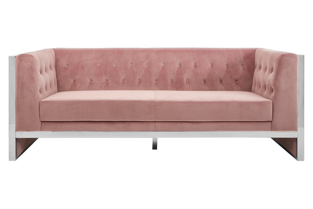 3 Seat Pink Velvet Sofa, Vogue