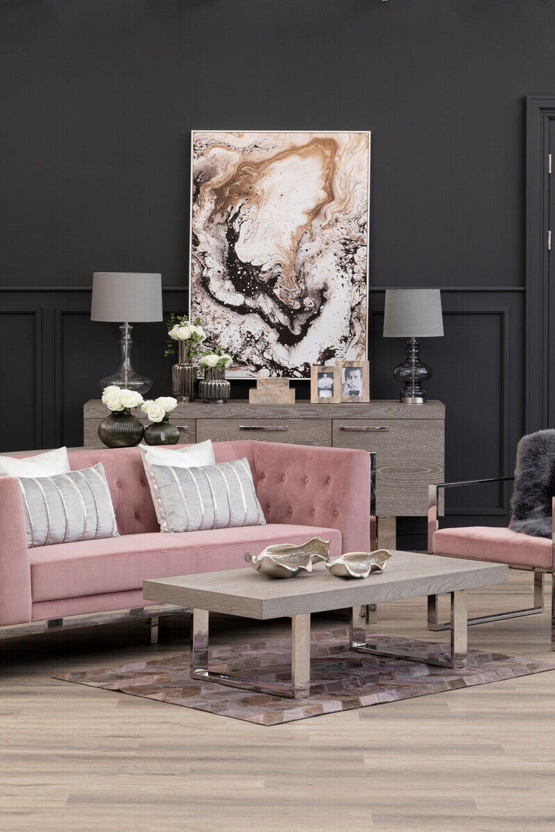3 Seat Pink Velvet Sofa, Vogue