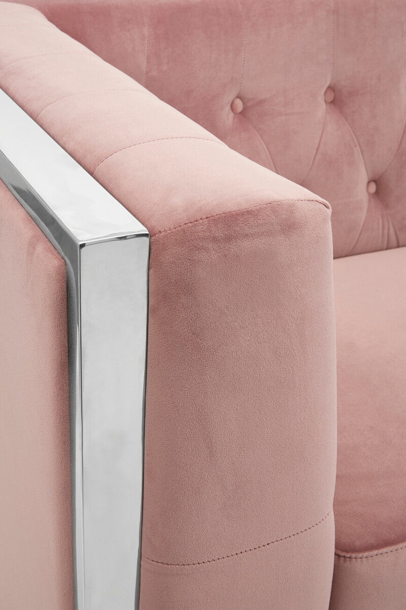 3 Seat Pink Velvet Sofa, Vogue
