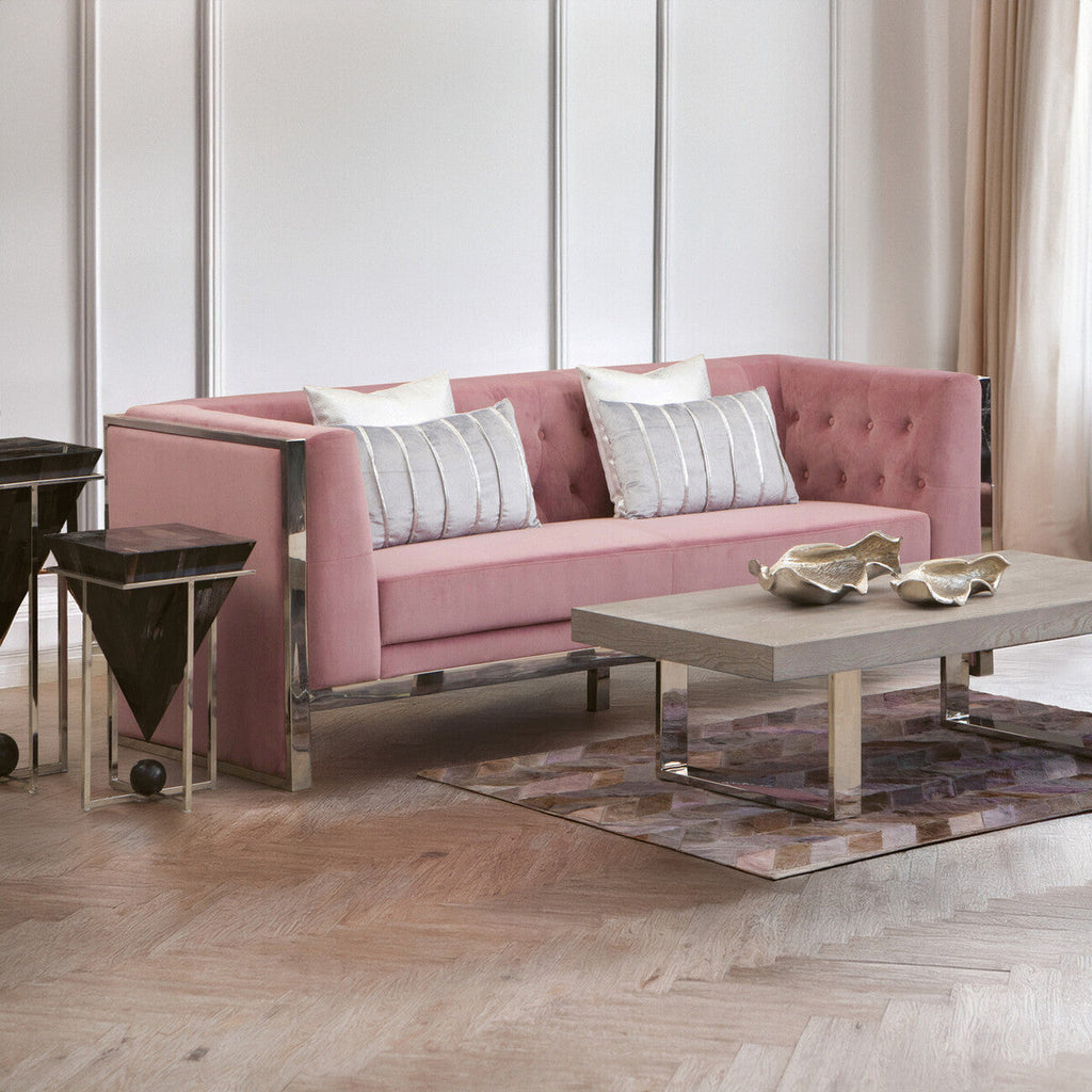 3 Seat Pink Velvet Sofa, Vogue