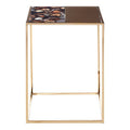 Square Agate Stone Top Side Table With Rich Gold Steel Base, Vita