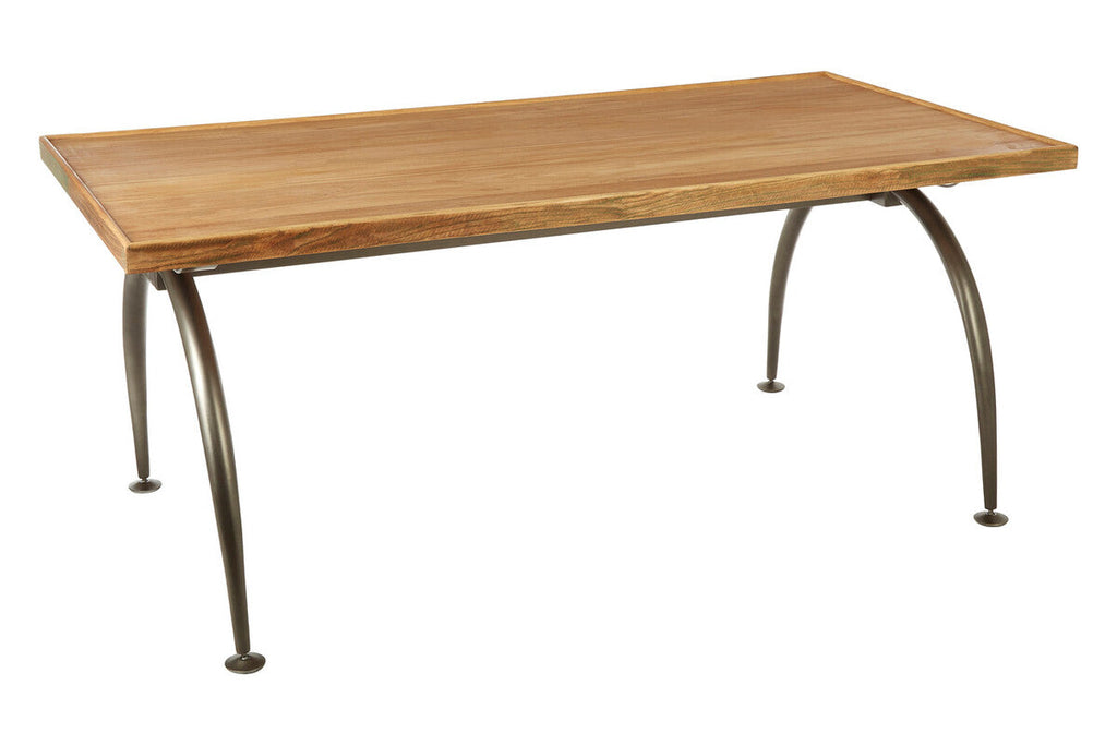 Natural Elm Wood Top Dining Table With Metal Frame, New Foundry