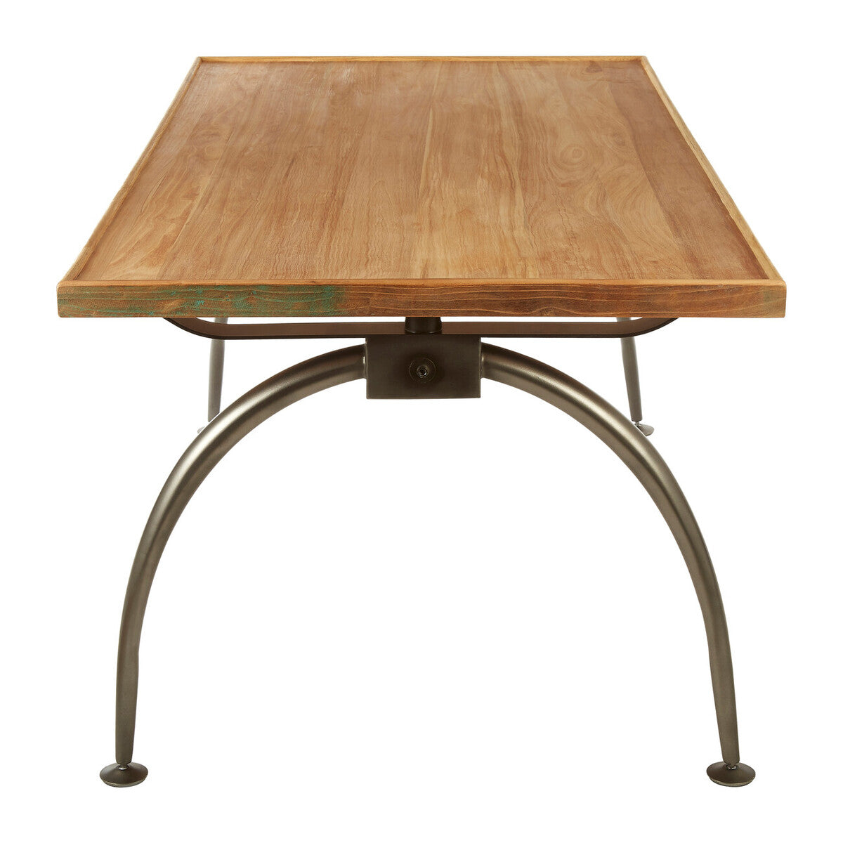 Natural Elm Wood Top Dining Table With Metal Frame, New Foundry