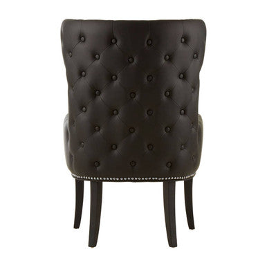 Doucet Natural Fabric Armchair With Black Leather Back