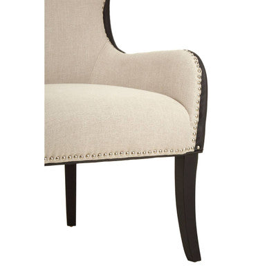 Doucet Natural Fabric Armchair With Black Leather Back
