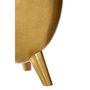 Gold Metal Side Table With Natural White Marble Top & Tapered Legs, Crest